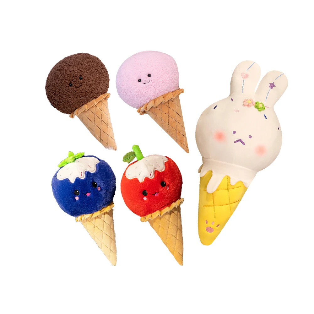 Ice Cream Cone Plush Toys Fruit Blueberry Flavor Ice Cream Stuffed Dolls Amusing Food Soft Toys Cute Children Birthday Presents
