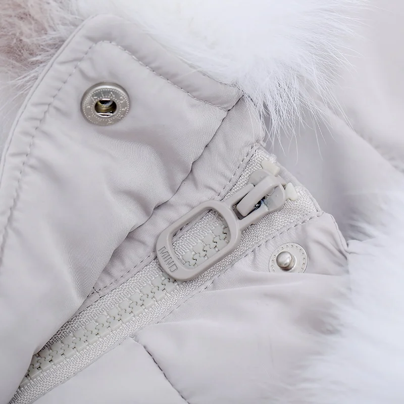 Huiquan long down jacket grey women parka fur collar down filling coat