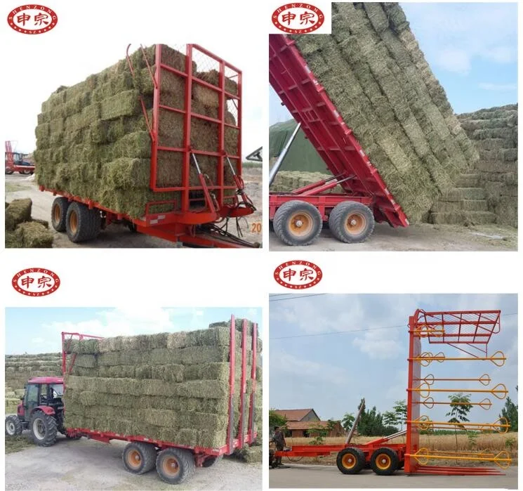 grass bale transport tandem axle farm tractor dump tipping trailer