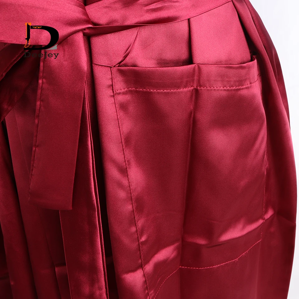 Wholesale Custom logo Sexy Nighty Satin Silk Bathrobes Sleepwear Bridal Wedding Robe Barber Guest Spa Robe