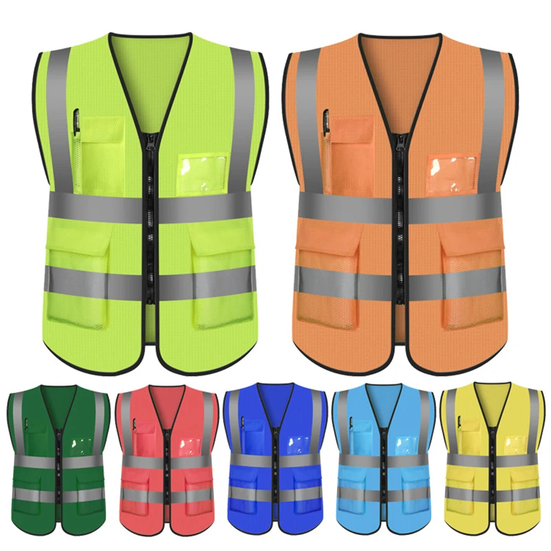 Reflective Vest Safety Vest Jacket Personal Clothing with Logo High Visibility Work Security Safety Reflective Wearing