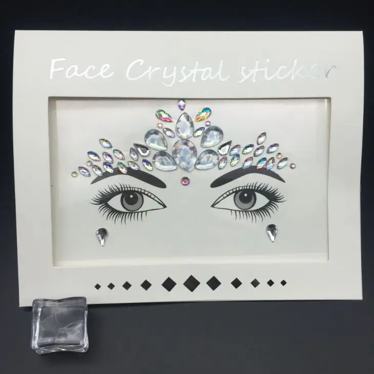 2020 new Festival Gem Face Jewel Stickers Black Rhinestone Festival Diamond Face Gem Stickers Acrylic Sticker