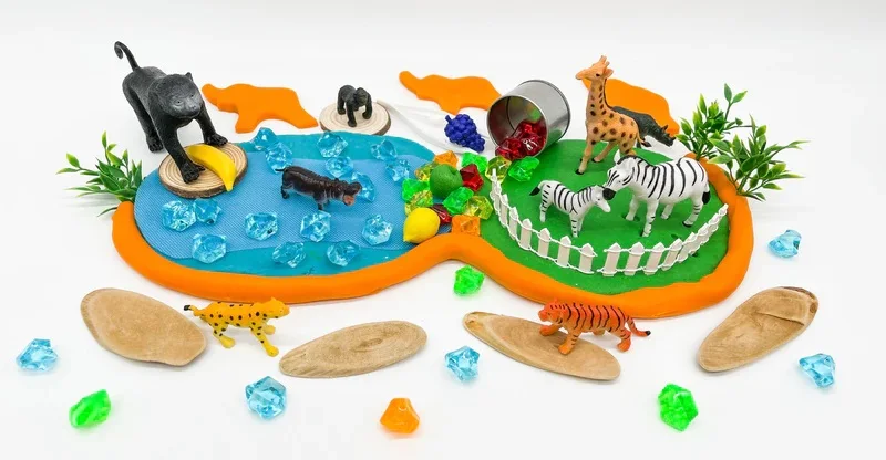 Educational Toys Zoo Games New Children Modeling Clay Zoo Kit Theme Animal Air Dry Clay Sensory Bin Diy Baby Toys