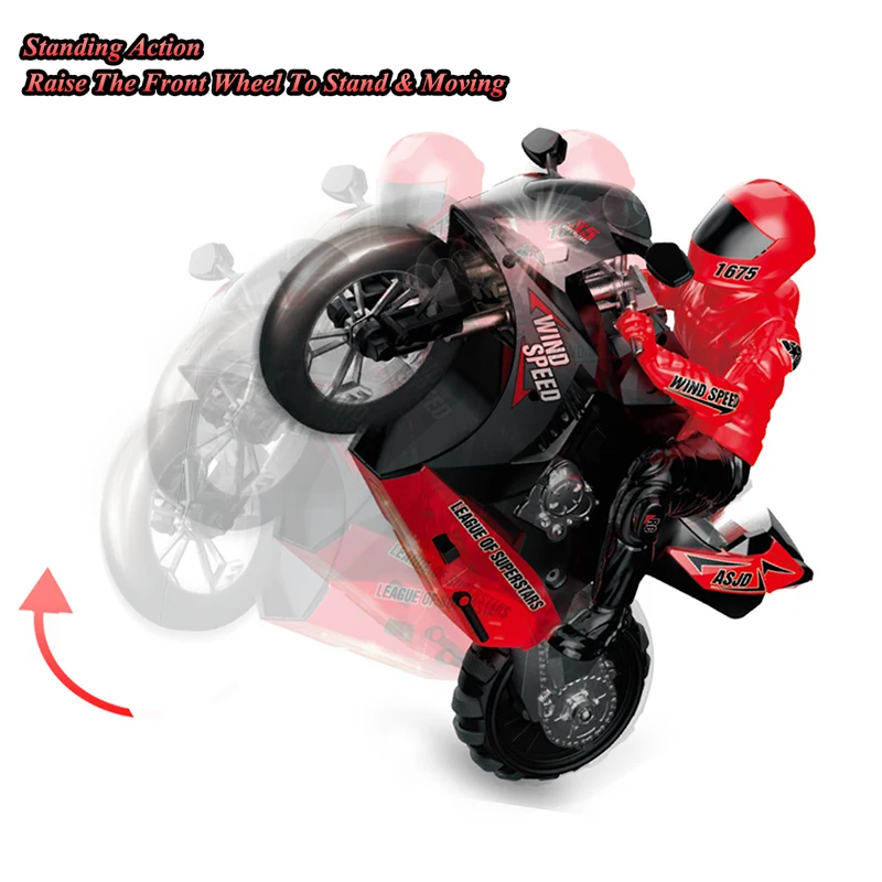 1/16 Scale Large 2.4g Remote Control Motorcycle 360 Degree Stunt Cars Vehicles With Self-Stabilizing Balancer Gyroscope