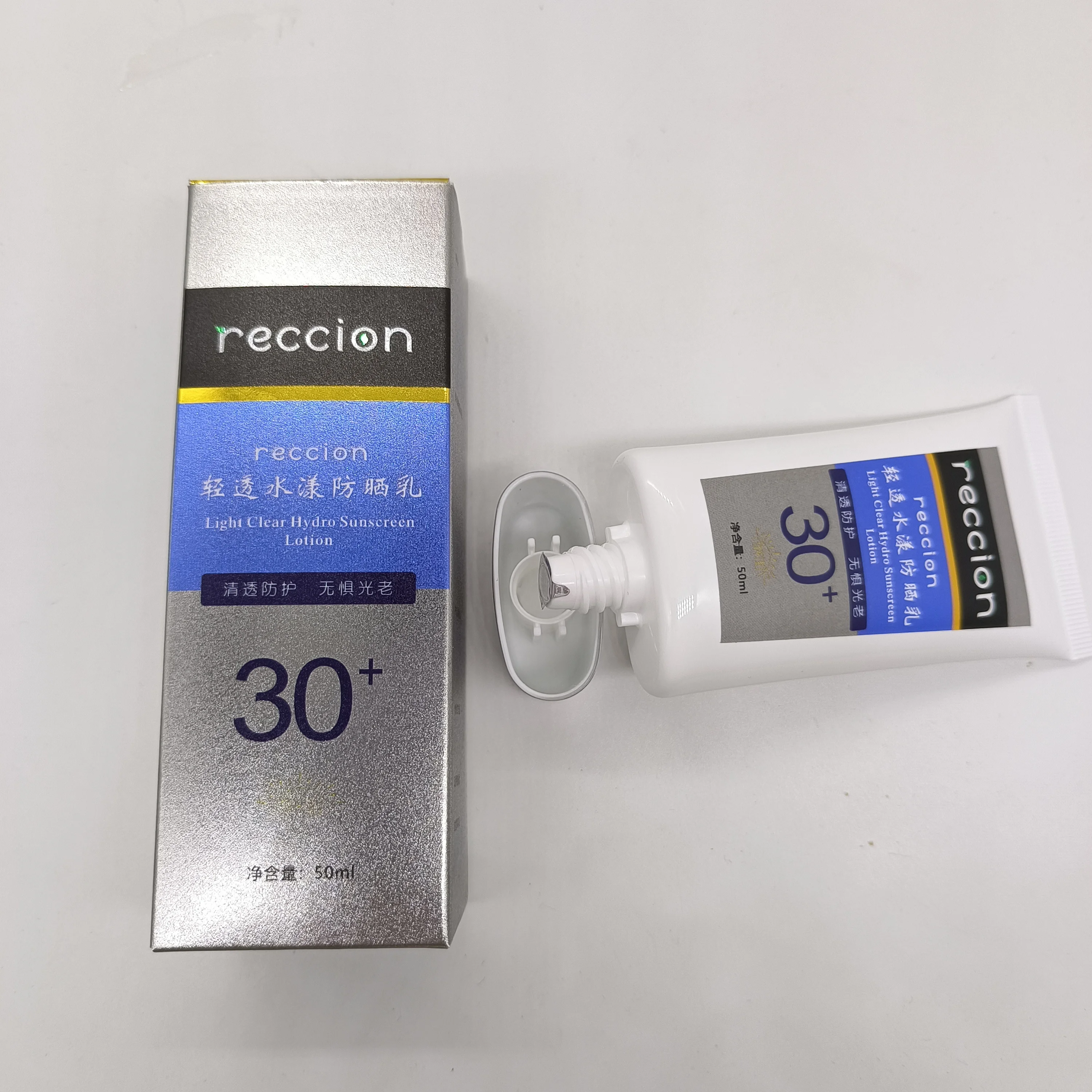 reccion SPF30 Korean Tinted Organic Sunscreen Lotion Hydrating Vegan Sunblock Cream Vitamin E Zinc Oxide Green Tea UV Protection