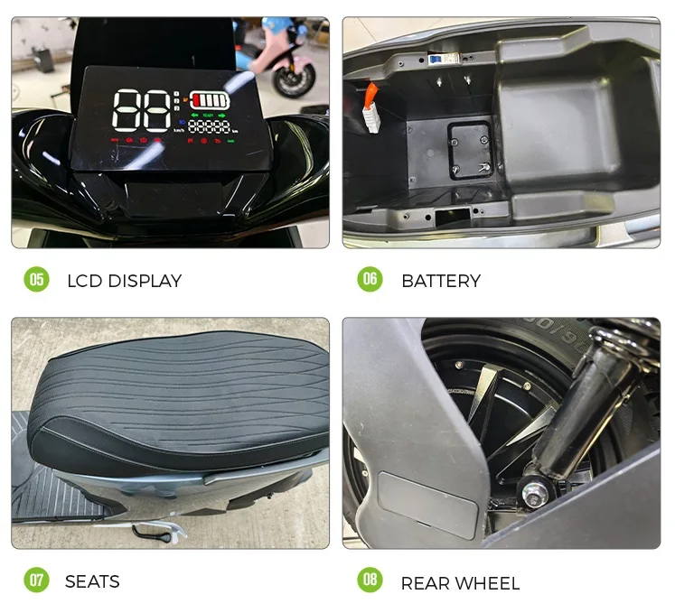 Electric Scooter Motorbikes 30H 1200W 12T 35A 72V /45AH  Electric Motorcycle with Pedals Disc Brake