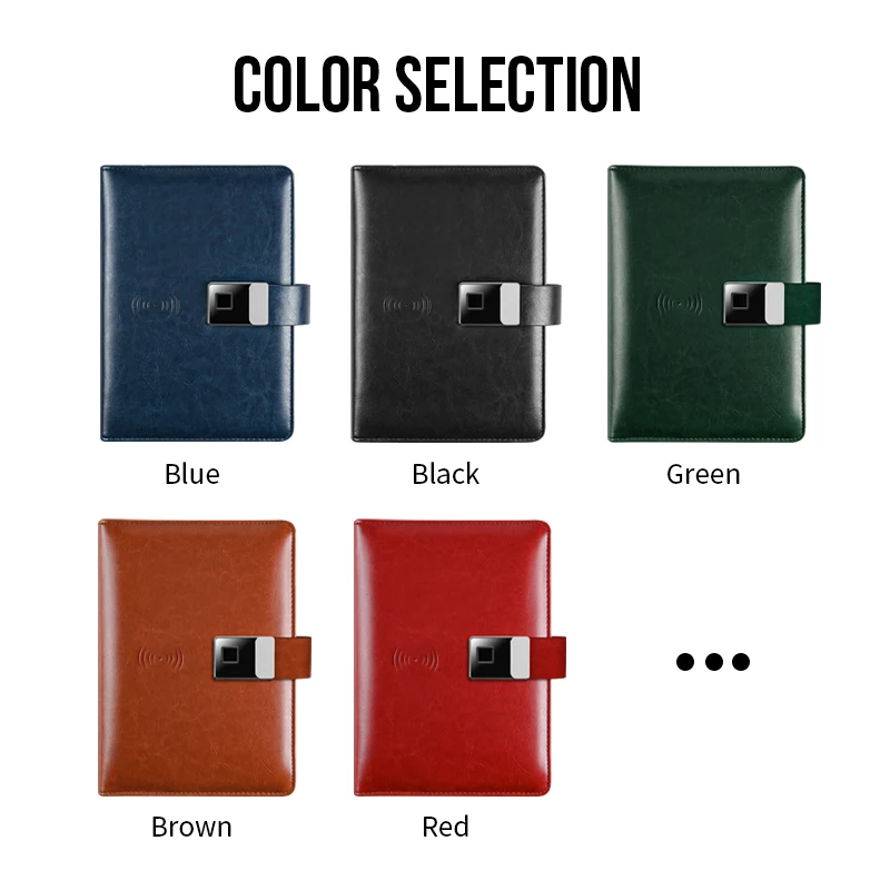 Business Gift Wireless Powerbank Notebooks With Usb Flash Drive A5 Binder Diary Agenda Pu Leather Cover Notebook with Power Bank