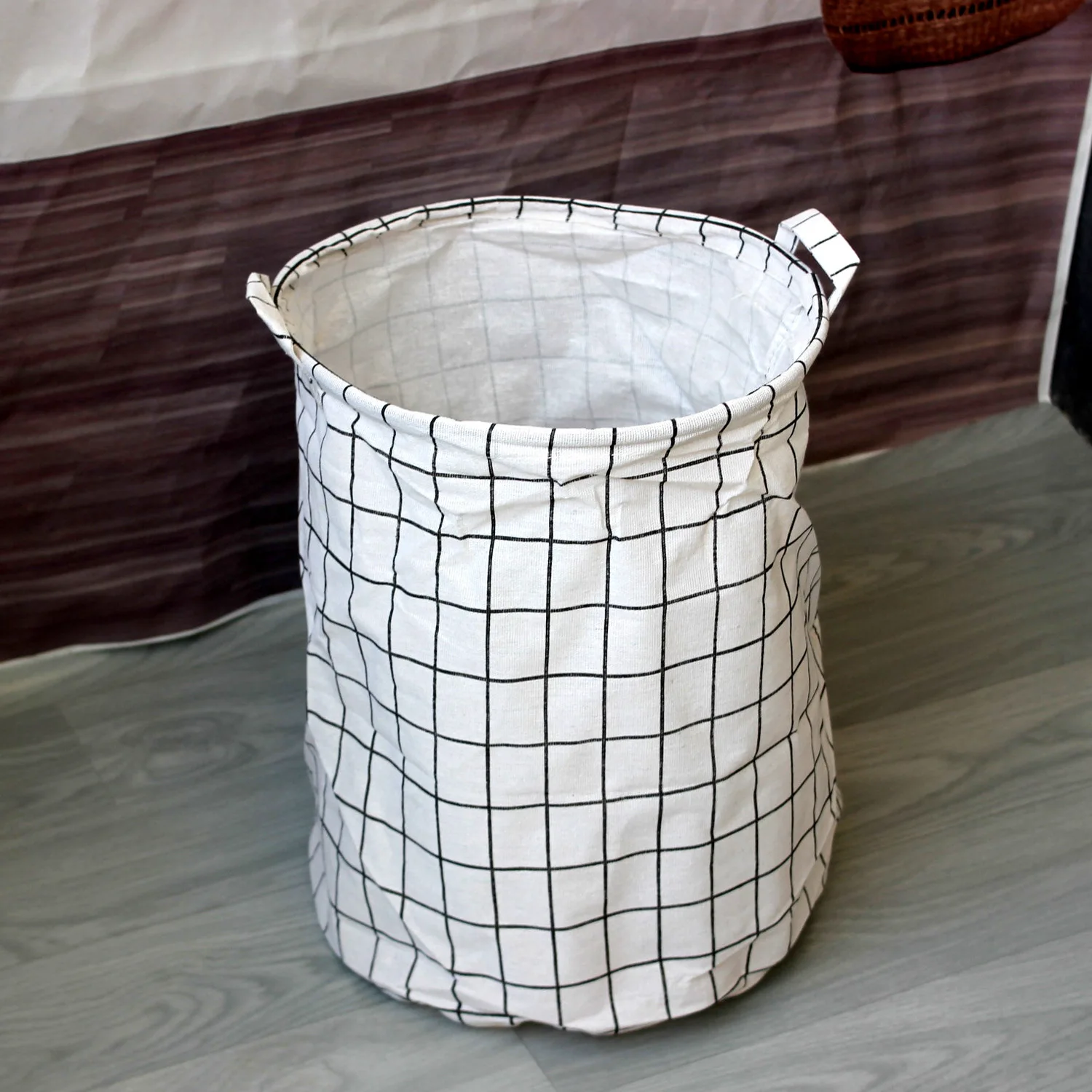 Dirty Clothes Basket Fabric Folding Storage Basket Cotton and Linen Laundry Basket