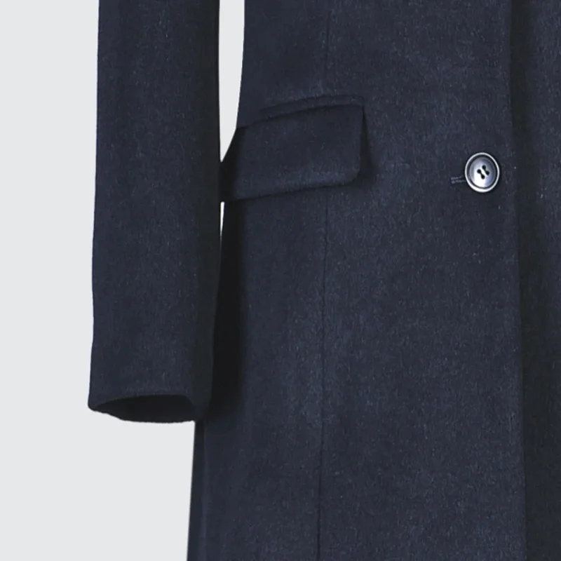 Custom Logo Trendy Fashion Female Winter Coat Buttons Design Woolen A-line Overcoat