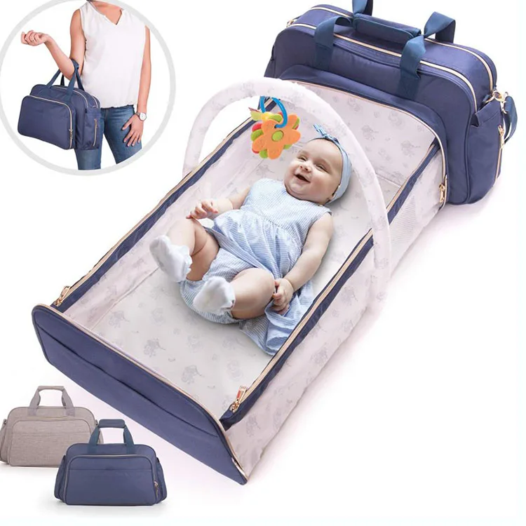 Multifunctional Outdoor Mother Backpack Baby Waterproof Maternity Crib Print Travel Diaper Bag