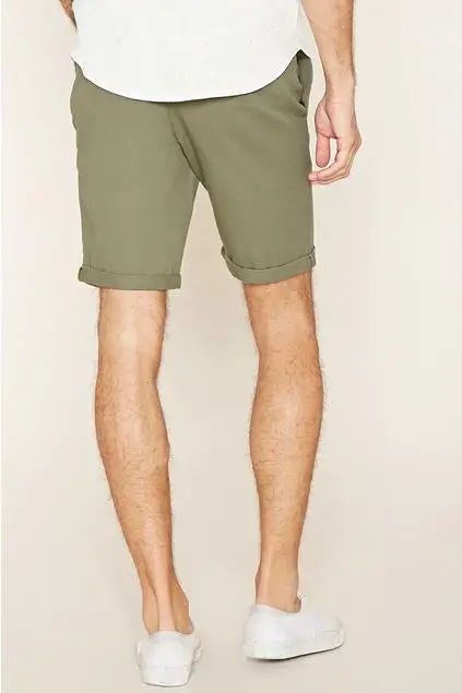 Doger Custom Print Logo Brand High Quality Khaki Distressed Hole Cuffed Denim Shorts Mens Casual Workwear Jean Chino Shorts