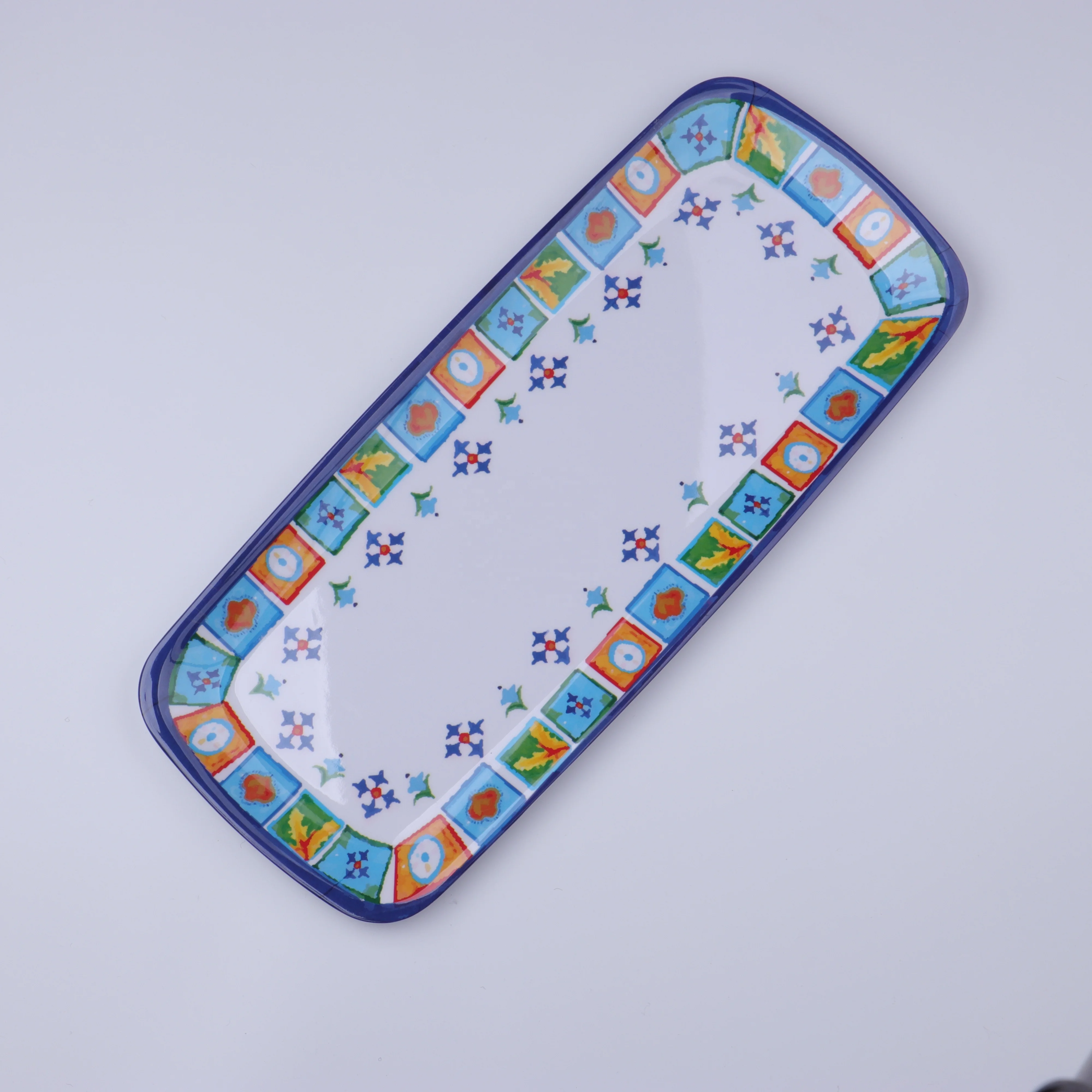 New Design Modern simple pattern  Ocean Scene Print Long Melamine Food Tray