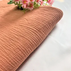 Wholesale rolls cheap baby crepe wrinkle plain dyed solid color soft muslin 100% cotton double gauze fabric