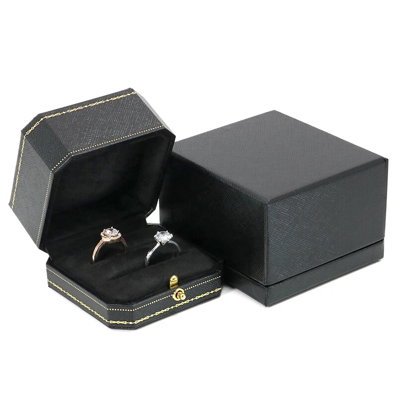 Custom logo luxury retro jewelry couple wedding ring box