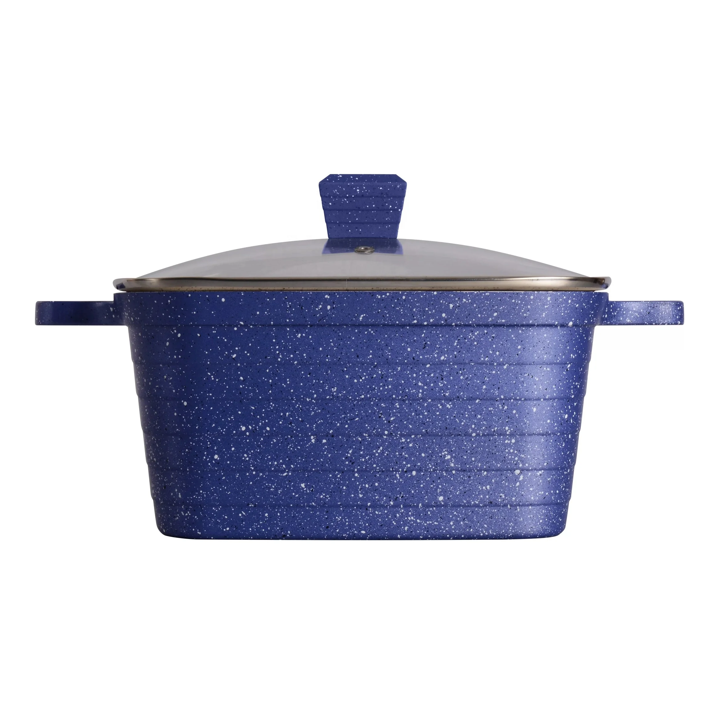 
2020 new aluminum reoona square casserole set/square pot set with granite non stick marble coating 