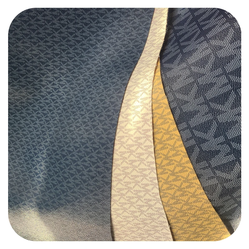 MOQ:1000M High quality PVC leather transfer monogram texture faux leather sheet synthetic PVC for lady bags making