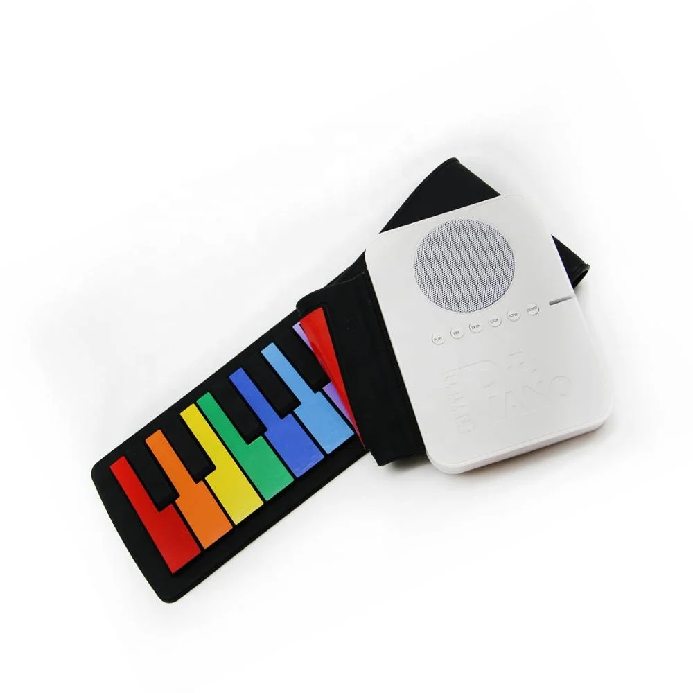 Travel Foldable 37 Keys Flexible Built-in Speakers Educational Piano Digital Keyboard Piano Multi-function Rainbow Color Piano