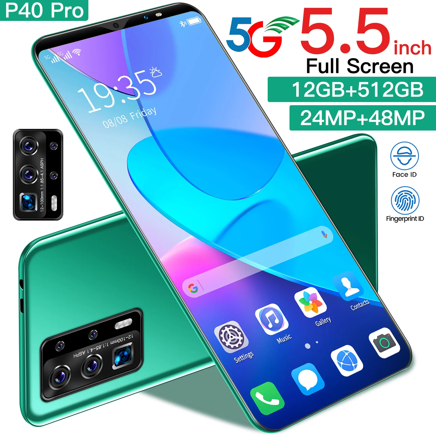 Недорогой смартфон Android 10 p40 pro сотовый 5 дюйма 8 + 256 ГБ 3g 4g 5g мобильный