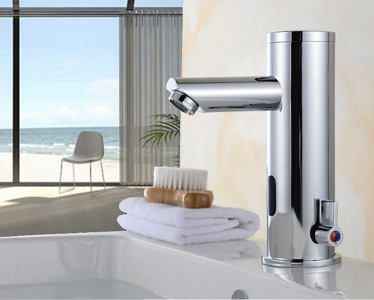 Hot And Cold Mixer Water Tap Motion Infrared Sensor Automatic Bathroom Basin Sink Faucet