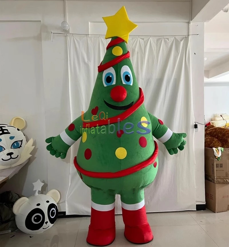 Festival Parade inflatable Christmas tree mascot costume plush cartoon mascot suit for adults
