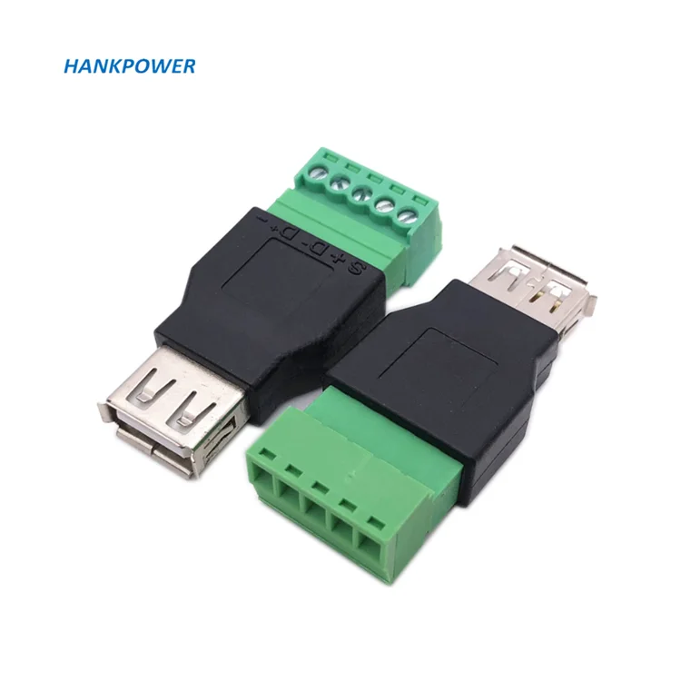USB A Male to 5 Pin Screw Connector USB Jack with Shield USB2.0 Female to 5p Screw Terminal Block Plug