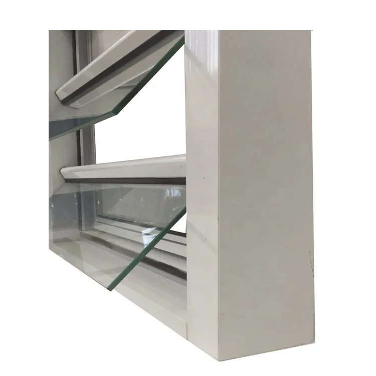 Aluminum Louver Double Tempered Glass Swing Glass Design Adjustable Modern Shutters Exterior Customized Size DY Push and Pull