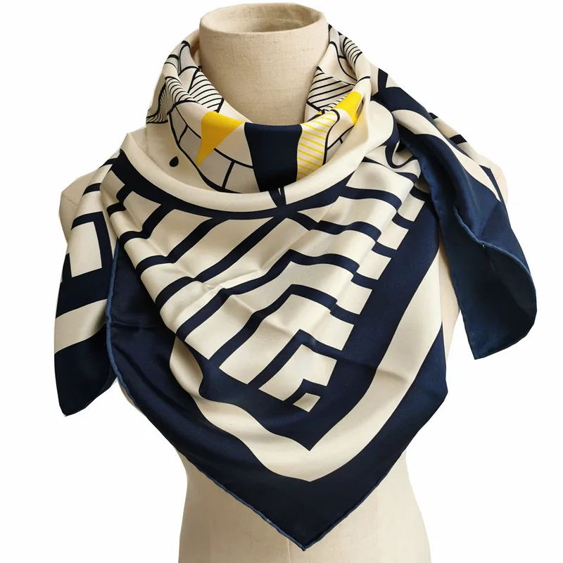 90X90CM Luxury Woman Square Silk Scarves