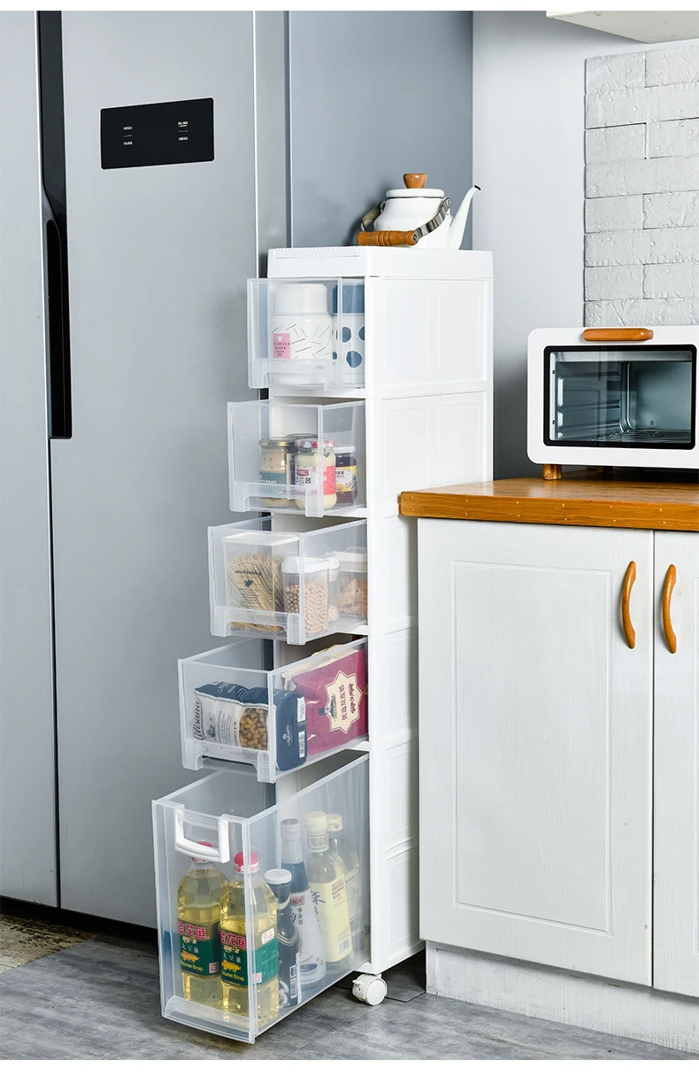 New Type Kitchen Bathroom Storage Rolling Utility Cart Tower Rack With Wheels Plastic Storage Drawers & Carts