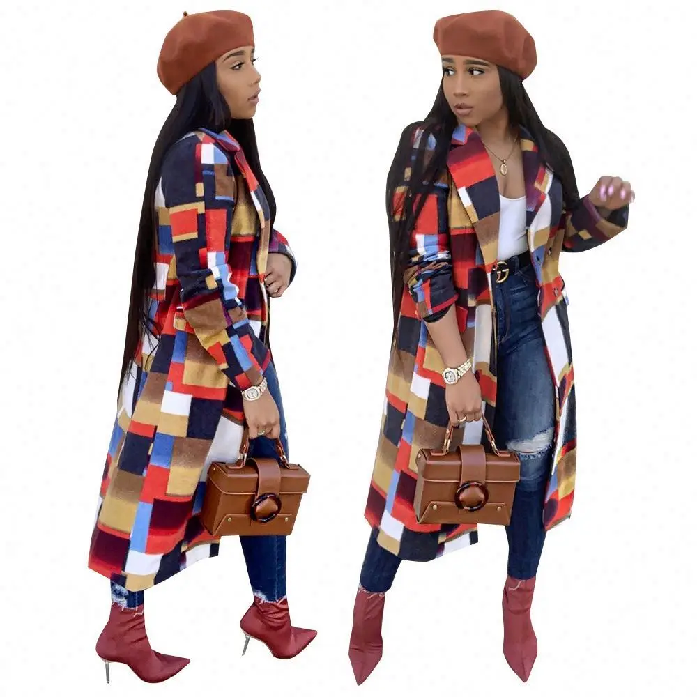 
Fashionable New arrivals 2020 classic plaid long coats winter coat ladies windbreaker women for woman clothing 