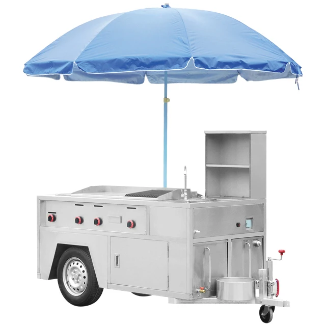 Stainless steel mobile pizza food trailers trucks fast food street food cart van for sale