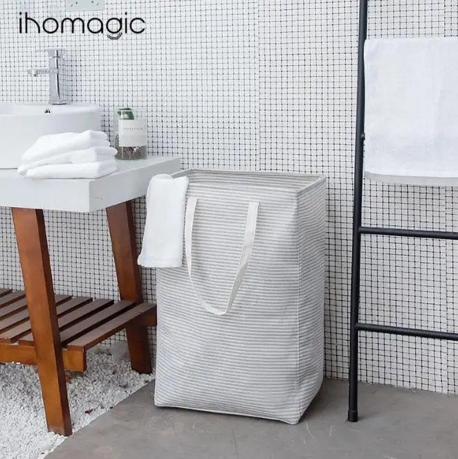 Большая емкость современный дизайн в полоску хранения водонепроницаемой ткани мешают складная корзина для белья складная