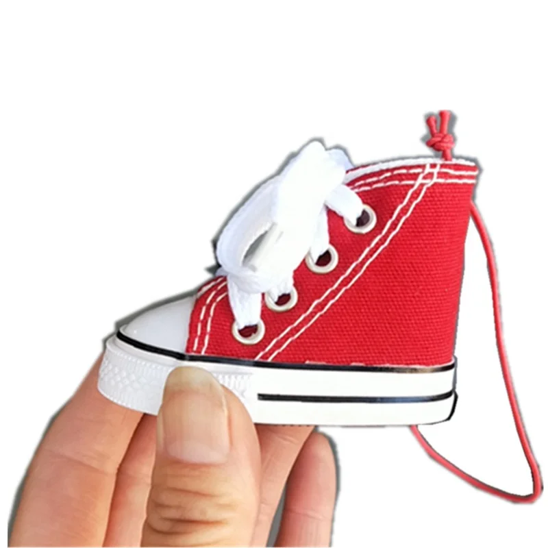 car perfume hanging mini shoe air freshener small canvas sneaker with elastic hanger cord as car mirror decoration