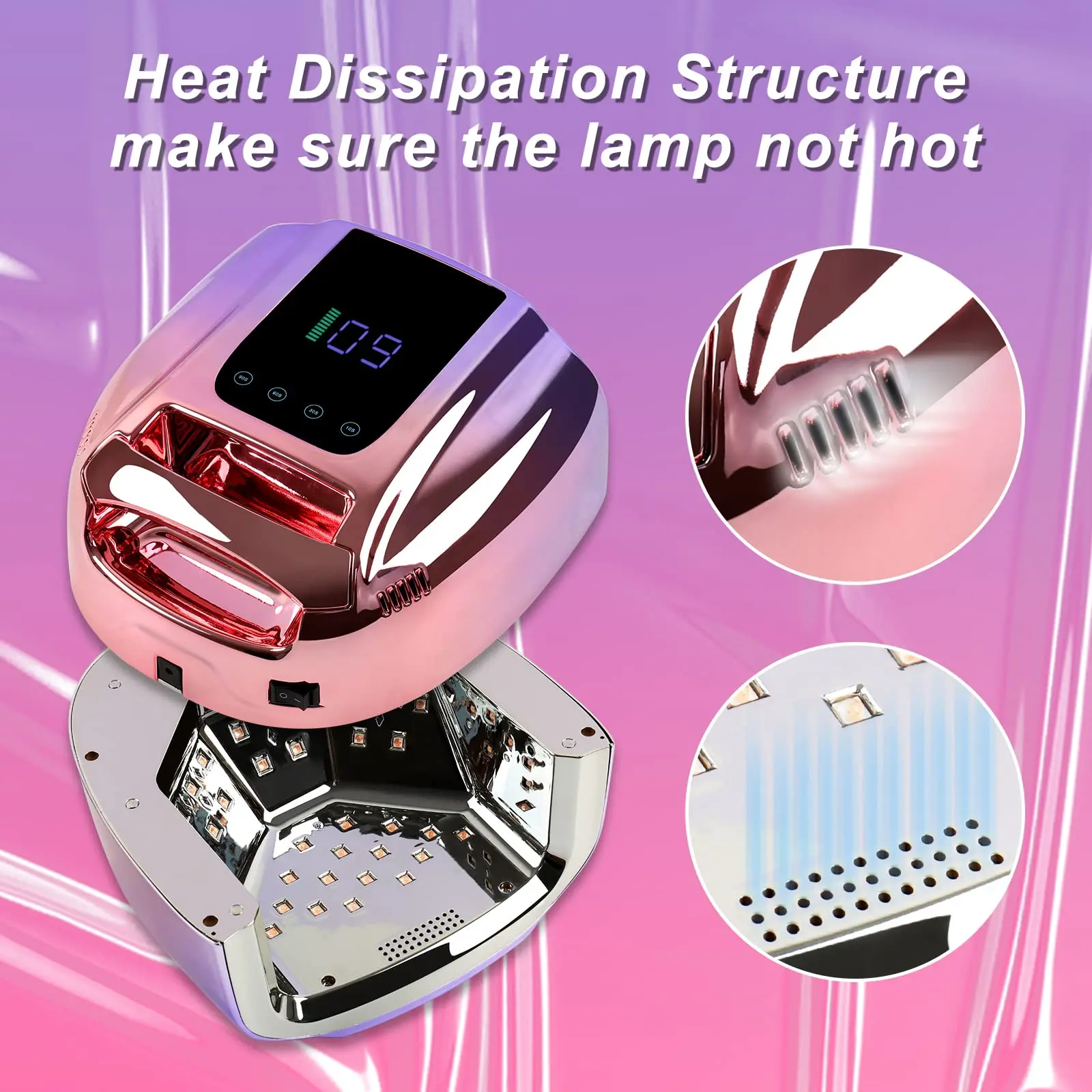 96 Вт беспроводной двойной свет аккумуляторная Солнечная УФ-светодиодная гелевая Сушилка для ногтей Светодиодная лампа с цифровым дисплеем