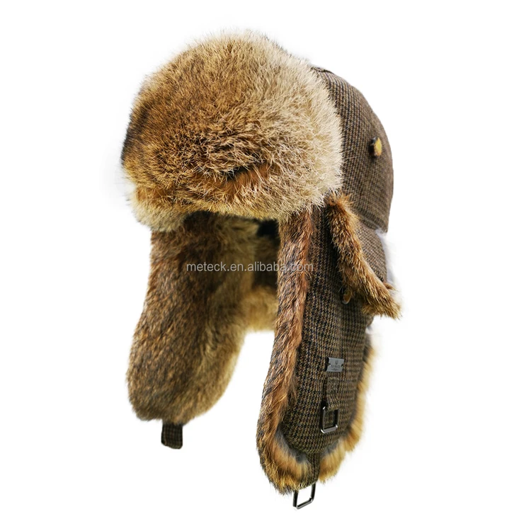 FUR WINTER Factory Wholesale Thick Warm Aviator Trapper Hats with Earflap Ushanka Trooper Winter Bomber Caps