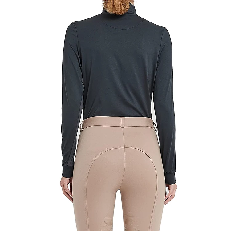 OEM long sleeve breathable sweat-wicking 1/4 zipper ladies polo shirt equestrian customised equestrian shirt