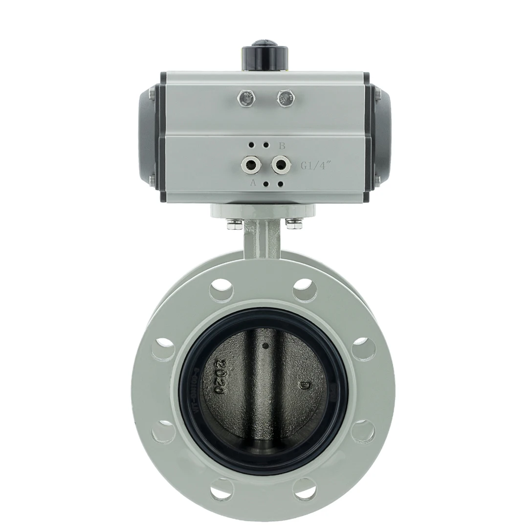 10 inch double offset dn250 centerline pneumatic flange soft seal ductile iron sewage butterfly valve