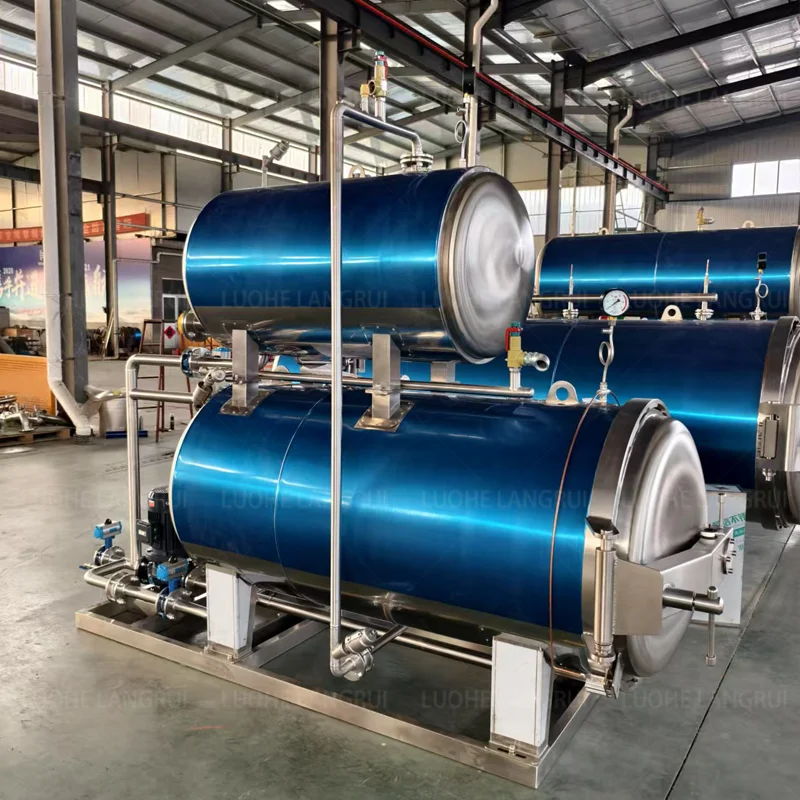 Vertical double tank fully automatic Industrial retort canned food retort for meat