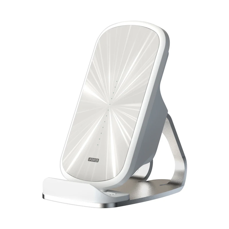 2022 new design 15W fast desktop wireless charger with moving coils find the best position for phone reach max charge speed