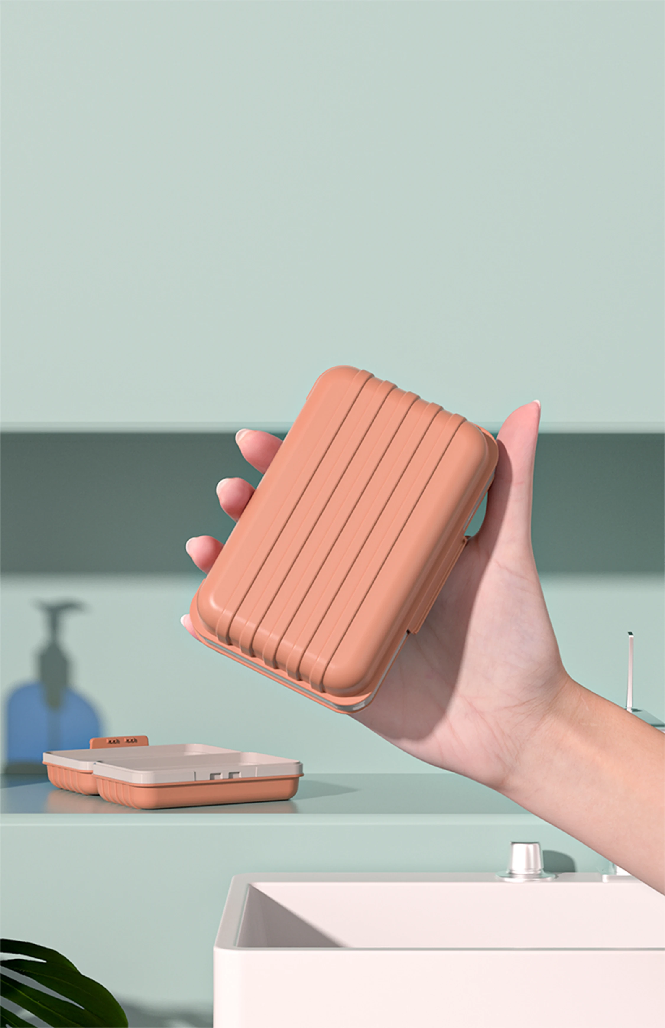 Nordic style rectangle portable hotel shower flip travel soap bar stand case box bathroom plastic soap dish holder