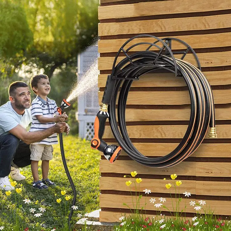 Wall hanging rack car washing storage water pipe rack pipe reel household hose coil unit wall hanging metal pipe winding rack