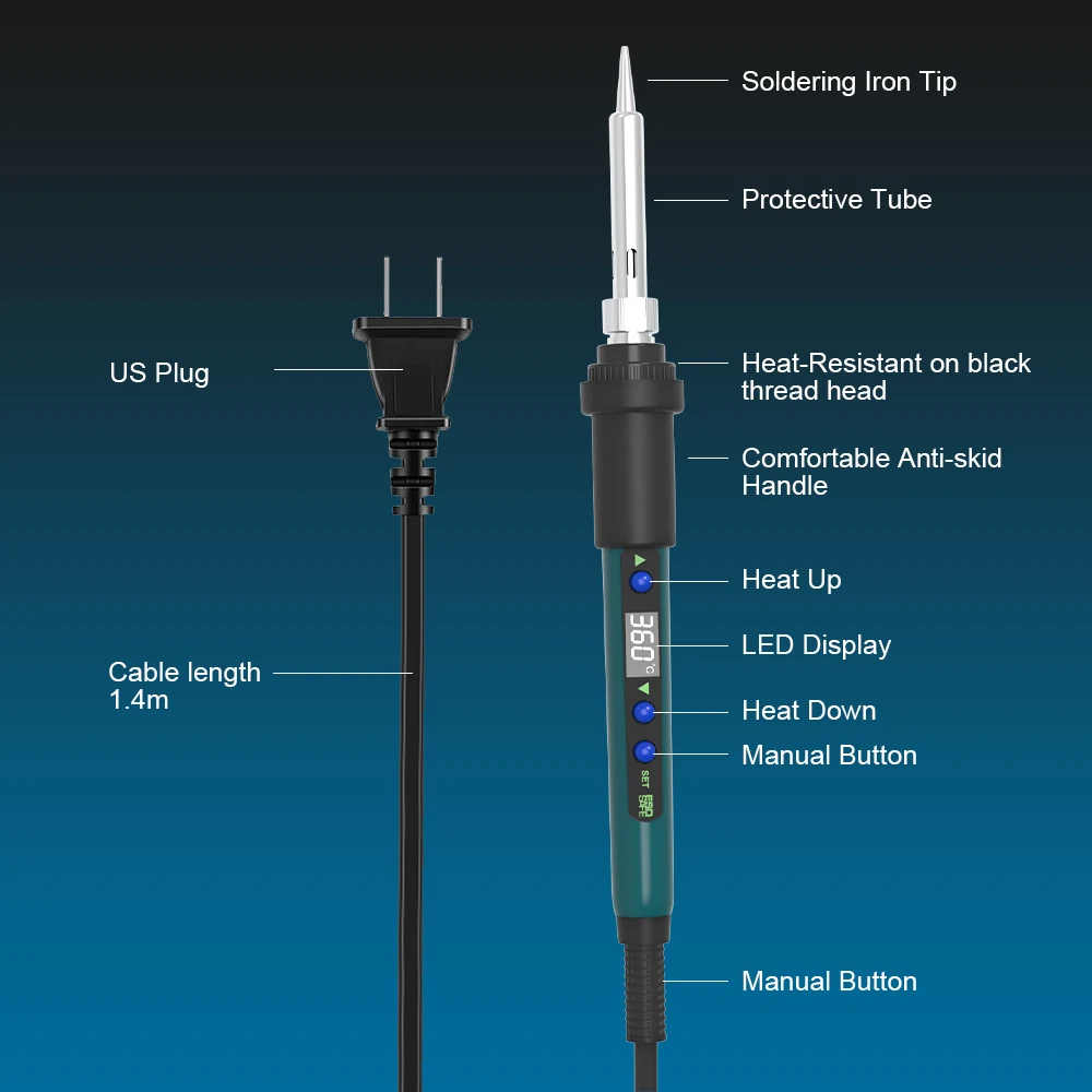 Hot selling internal heating solder iron electric digital soldering iron kit 60w in stock