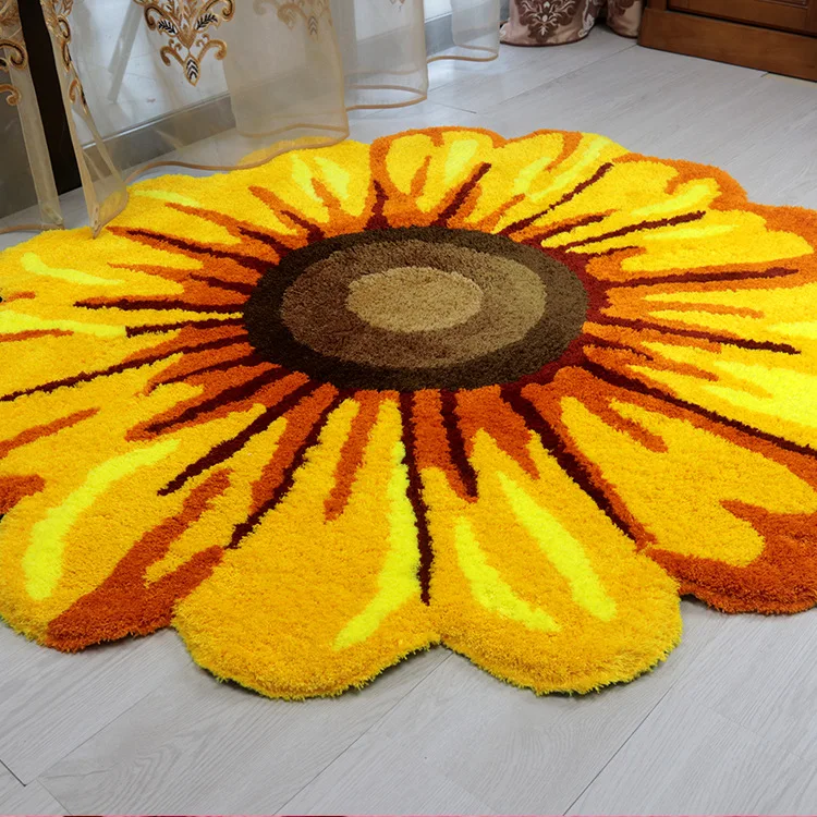 Custom logo fake flower plant shape deco design carpet