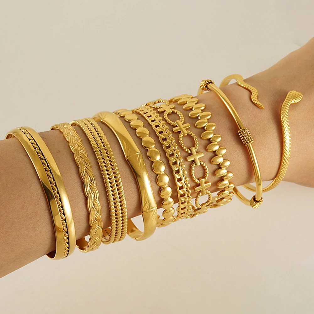 Vintage Fashion Titanium Steel Open Bracelet Woman Permanent Bracelet Titanium Steel Jewelry