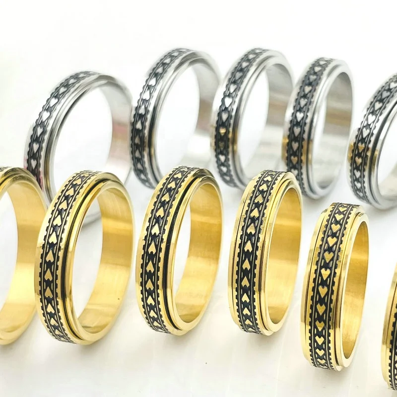 Hawaii Spinner ring Titanium Stainless steel Stress Relieving Anxiety Engagement Wedding Promise Band for Women size 9-14