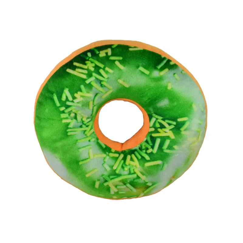 Manufacturer Wholesale Sweet Chocolate Print Food Creative Plush Donut Pillow Round Seat Cushion with Hole