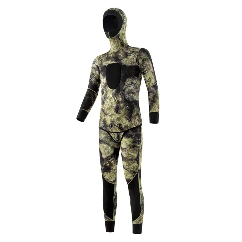 5mm 7mm Neoprene Hooded Spearfishing Wetsuit Keep Warm Two-piece Surfing Wet Suit Long Sleeve Diving Suit