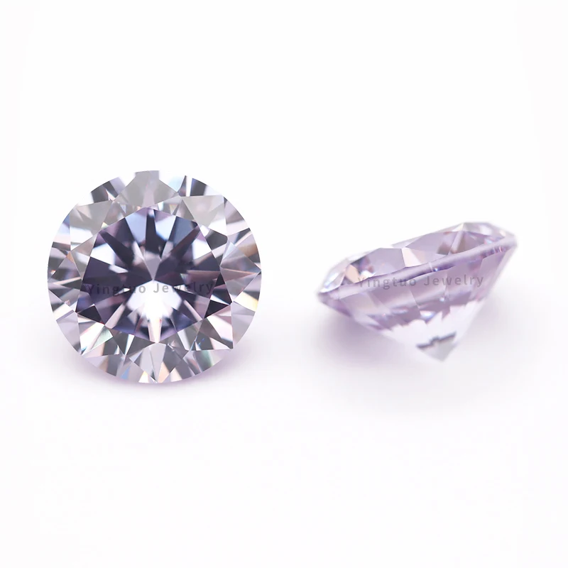Round Diamond Cut Lavender Loose Cubic Zirconia 5A CZ Gemstone Zircon Dubai Stones Cubic Zirconia