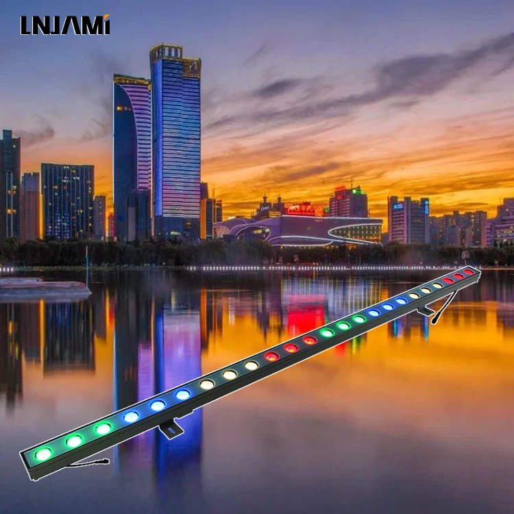 LNJAMI DC24V IP65 линейный фасадный светильник 24 Вт DMX RGB светодиодный настенный светильник для наружного водонепроницаемого архитектурного освещения