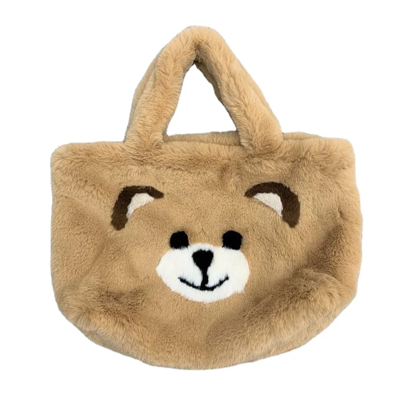 2021 Faux fur Tote Shoulder Handbag-Fluffy Teddy Bear Big Tote Purse-Women Girl Ladies Computer Handbag