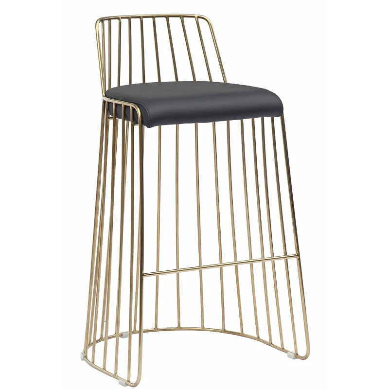 Винтажный высокий барный стул в индустриальном стиле из розового золота с металлической проволокой для барного стола